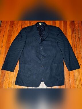 Hugo Boss Einstein Sigma Mens 58 Blazer Black Pinstripe 100% Virgin Wool A4